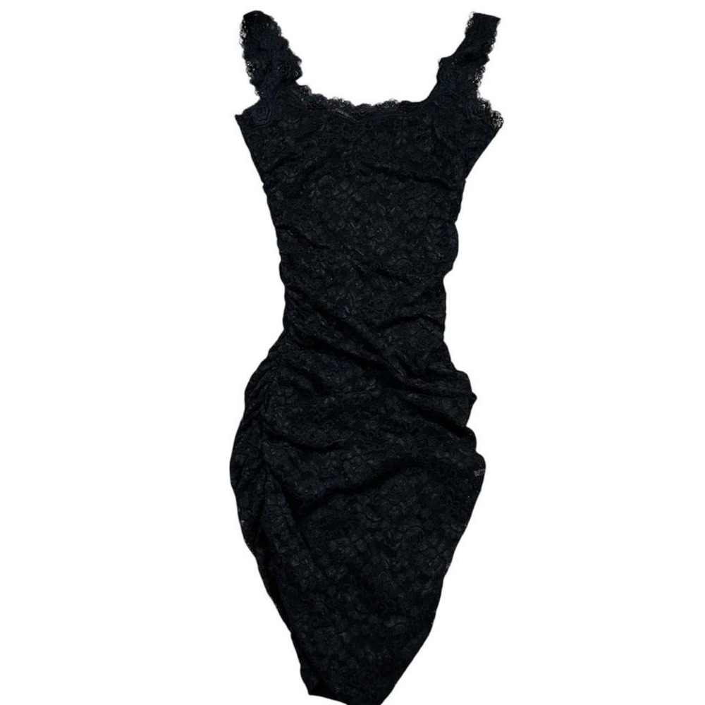 Vintage‎ MODA International Black Lace Bodycon Dress Y2K Fitted Sexy XS